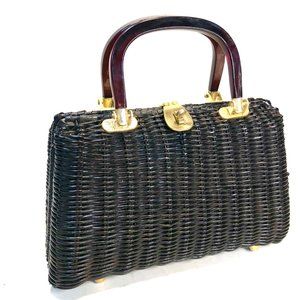 Vtg Rattan Look Handbag - Hong Kong - AS IS